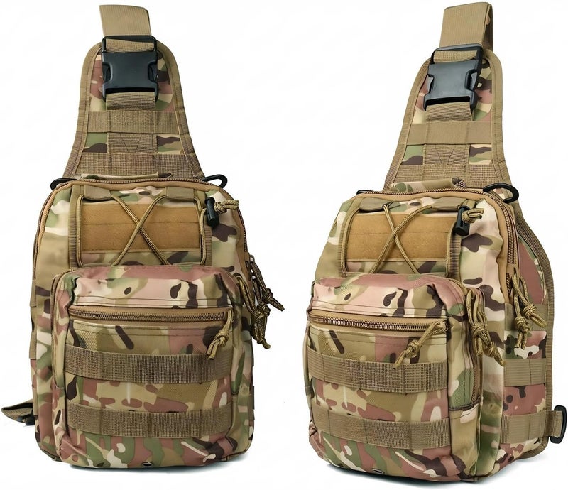 Viriber Tactical Backpack, Waterproof Military Cross-body Molle Sling Shoulder Backpack Chest Bag for Outdoor Every Day Carry CP - Image 5